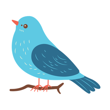 Cute Blue Dove on Tree Branch  Illustration