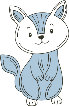 Cute Blue Fox Wolf Animal  Illustration