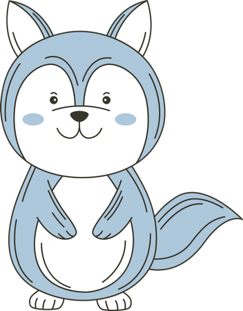 Cute Blue Fox Wolf Animal  Illustration