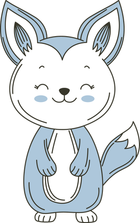 Cute Blue Fox Wolf Animal  Illustration