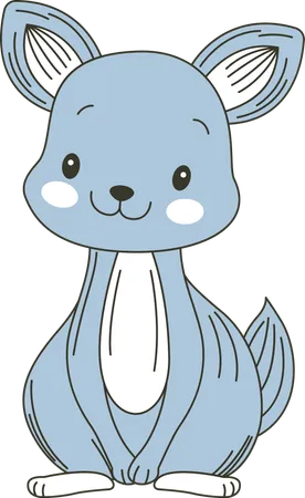 Cute Blue Kangaroo Animal  Illustration