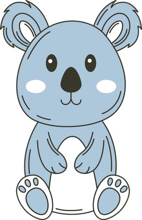 Cute Blue Koala Animal  Illustration