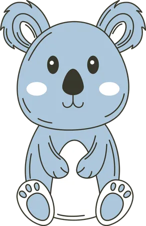 Cute Blue Koala Animal  Illustration