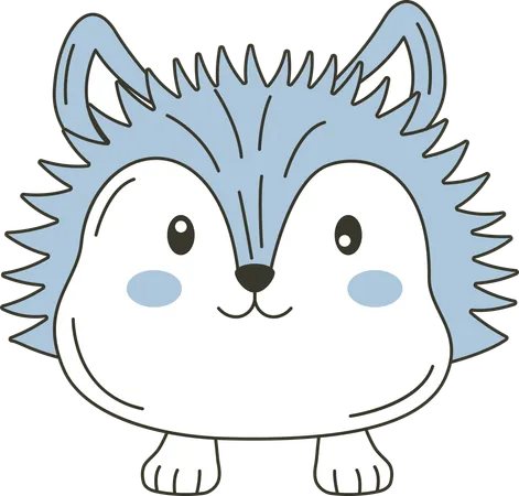 Cute Blue Mini Hedgehog Animal  Illustration