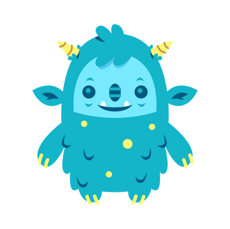 Cute Blue Monster Illustration