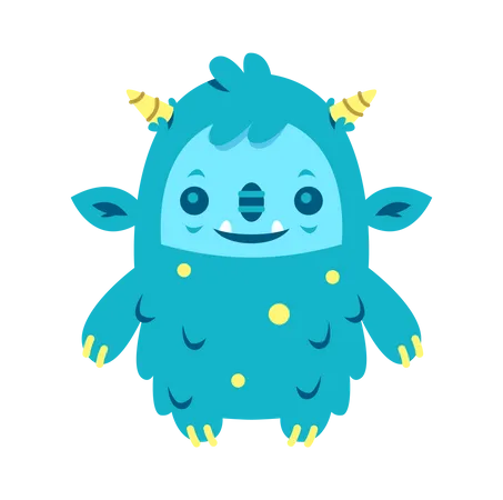 Cute Blue Monster  Illustration