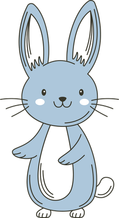 Cute Blue Rabbit Bunny Animal  Illustration