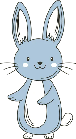 Cute Blue Rabbit Bunny Animal  Illustration