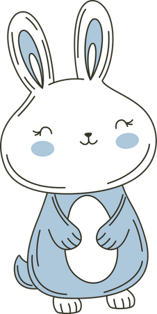 Cute Blue Rabbit Bunny Animal  Illustration