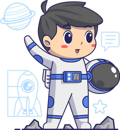 Cute Boy Astronaut  Illustration