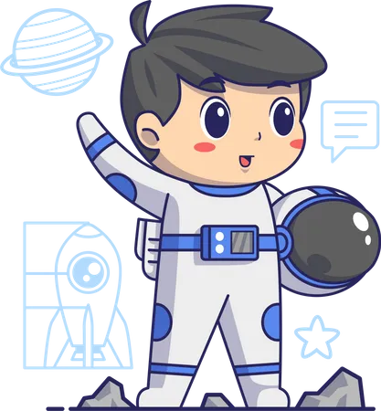 Cute Boy Astronaut  Illustration