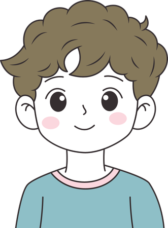カジュアルな服を着て幸せそうな表情をしているかわいい男の子のキャラクター  イラスト