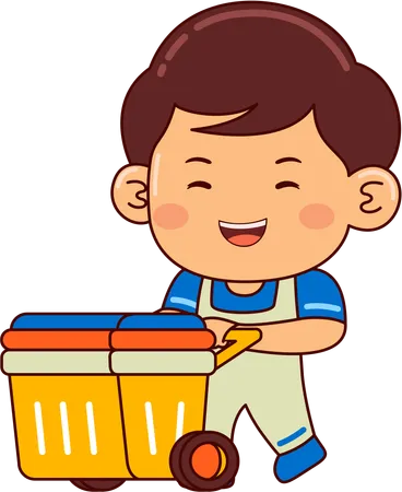 Cute boy doing cleaning work  Illustration