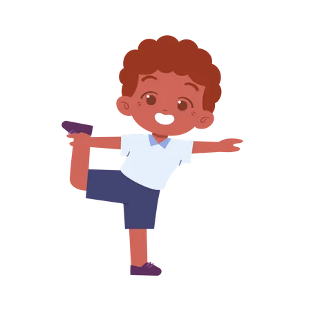 Cute Boy Doing Stretching Exercise Illustration