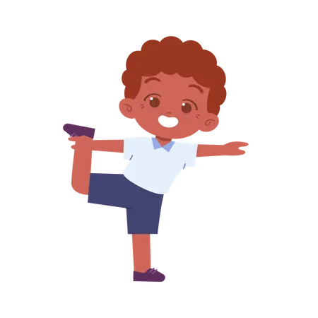 Cute Boy Doing Stretching Exercise  Illustration