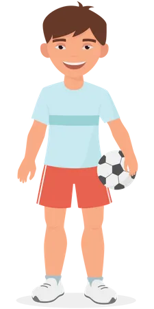 Cute boy holding football  Illustration