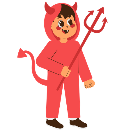 Cute boy in Devil costume  Illustration