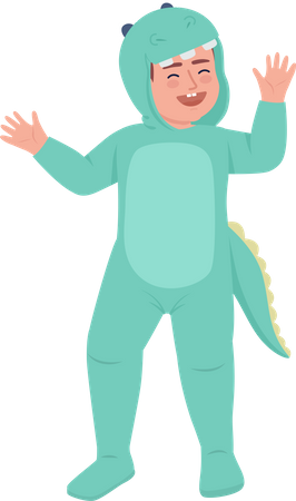 Cute boy in dinosaur costume Illustration