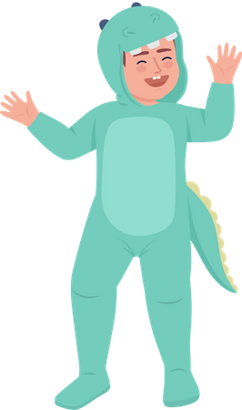 Cute boy in dinosaur costume  Illustration