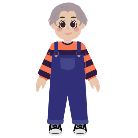 Cute Boy In Overalls  Illustration