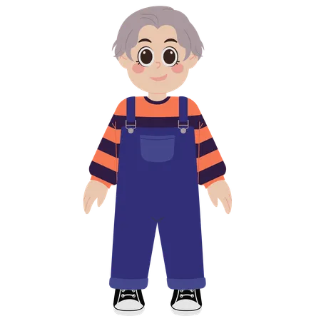 Cute Boy In Overalls  イラスト