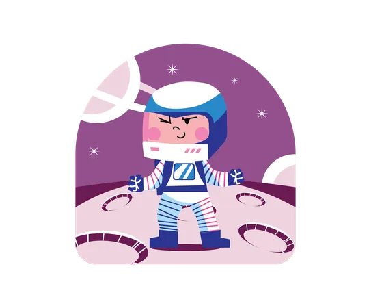 Cute Boy In Spacesuit  イラスト