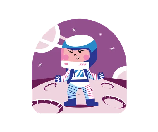 Cute Boy In Spacesuit  Illustration