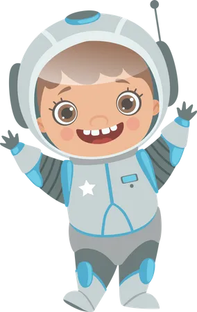 Cute Boy In Spacesuit  Illustration