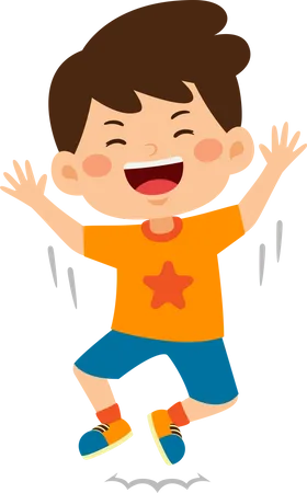 Cute Boy jumping and laughing  Illustration