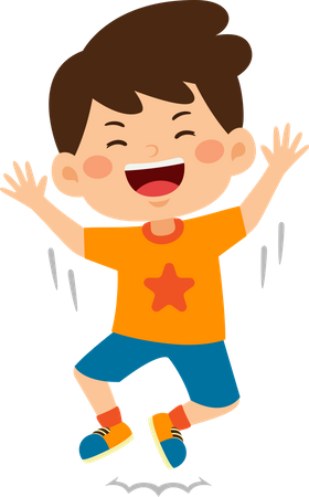 Cute Boy jumping and laughing  Illustration