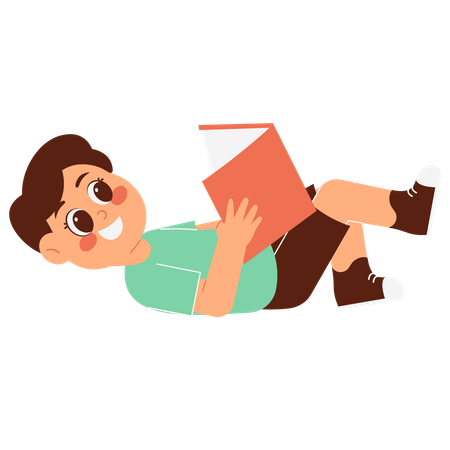 Cute Boy Reading Book  Illustration