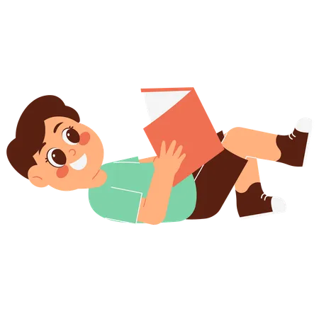 Cute Boy Reading Book  Illustration