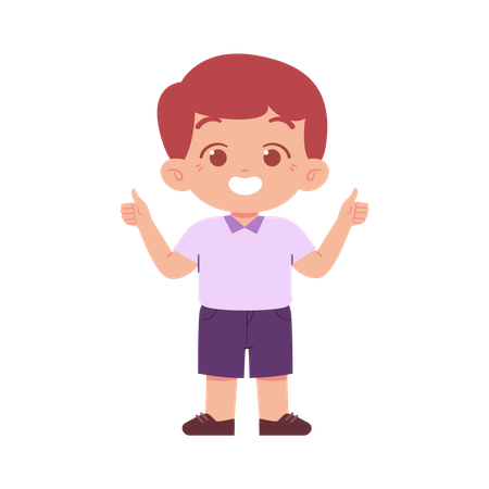 Cute Boy Showing Double Thumb Up Illustration