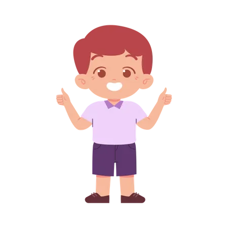Cute Boy Showing Double Thumb Up Illustration