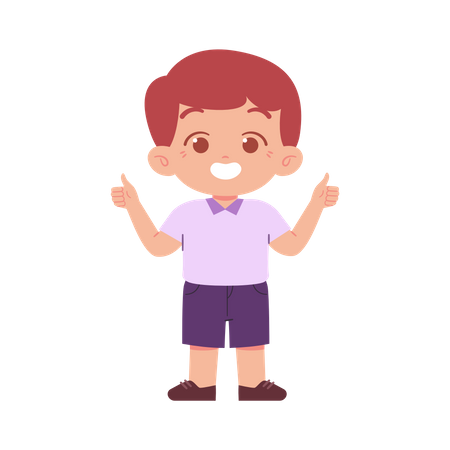 Cute Boy Showing Double Thumb Up  Illustration