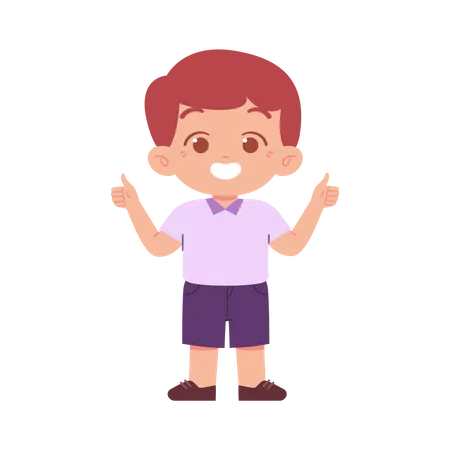 Cute Boy Showing Double Thumb Up  Illustration