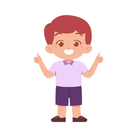 Cute Boy Showing Double Thumb Up  イラスト