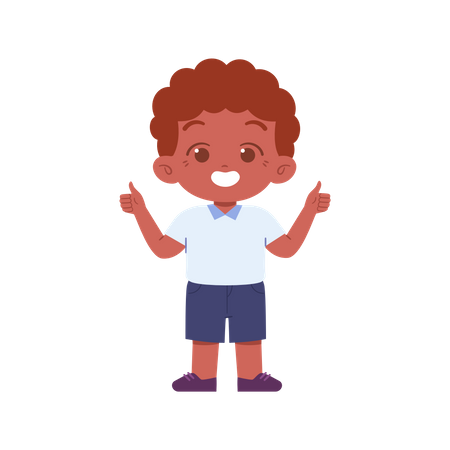 Cute Boy Showing Double Thumb Up  イラスト