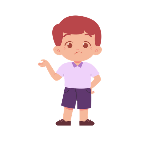 Cute Boy Showing Left Side While Confused  Illustration