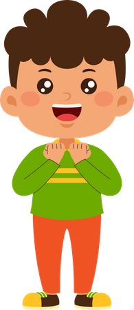 Cute Boy standing and laughing  Illustration