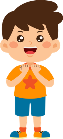 Cute Boy standing and laughing  Illustration