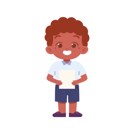 Cute Boy Student Holding Document  Illustration