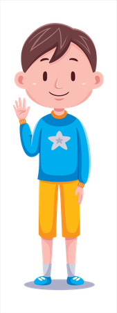 Cute Boy waiving hand  Illustration