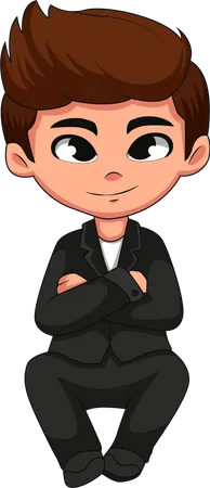 Cute Boy Wearing Tuxedo  Illustration