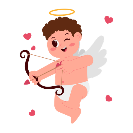 Cute Boy With Bow Arrow  Illustration