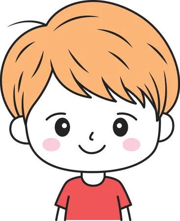 Cute Boy with Happy Expression  Illustration