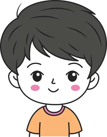 Cute Boy with Happy Expression  Illustration