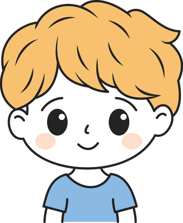 Cute Boy with Happy Expression  Illustration