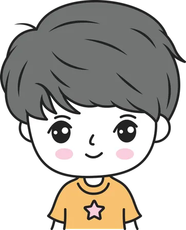 Cute Boy with Happy Expression  Illustration