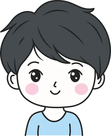 Cute Boy with Happy Expression  Illustration